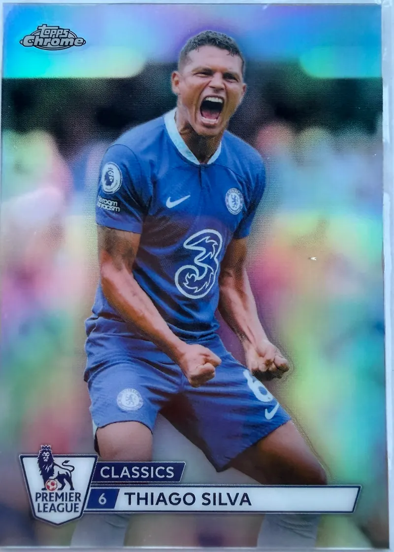 Thiago Silva, Topps Chrome Premier League 2026/27 Chrome Classics CC 6 — foliowy awers w barwach Chelsea